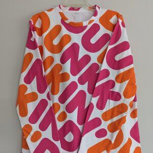 Dunkin Donuts Pattern Sweatshirt Crewneck Fleece Mens Size Large